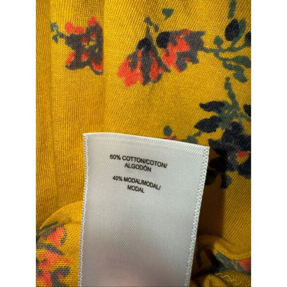 Lucky brand square neck yellow floral blouse XL #718 - Picture 4 of 4
